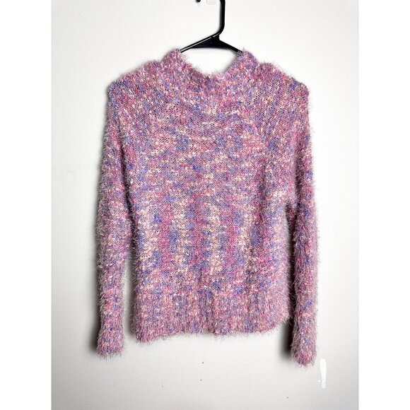 Moral Fiber Pastel Eyelash Mock Neck Sweater Pink Womens Medium Pullover - Picture 1 of 7